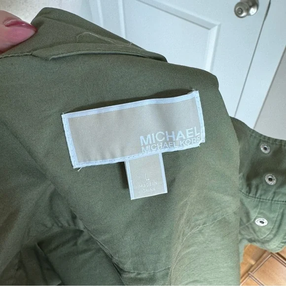 Michael Kors Butterfly-Embroidered Cargo Jacket Green Large - Picture 9 of 11